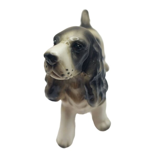 Vintage Enesco Ceramic Cocker Spaniel Dog Figurine E-2411 Black and White - Picture 9 of 9